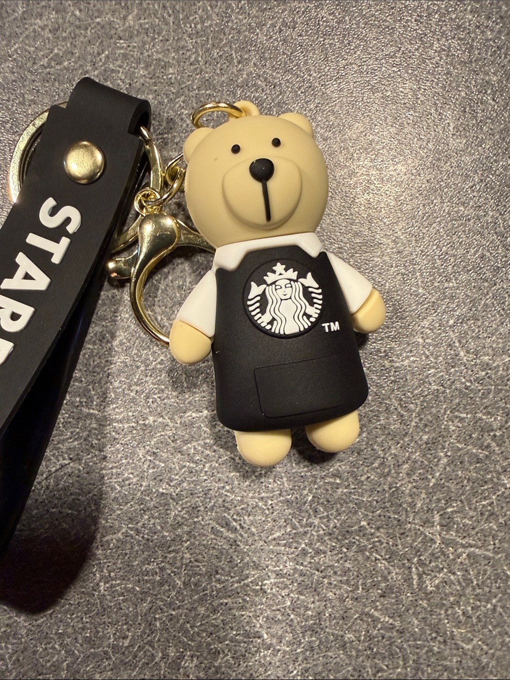 Starbucks Beige Bear Keychain with Black Strap - Picture 3 of 5